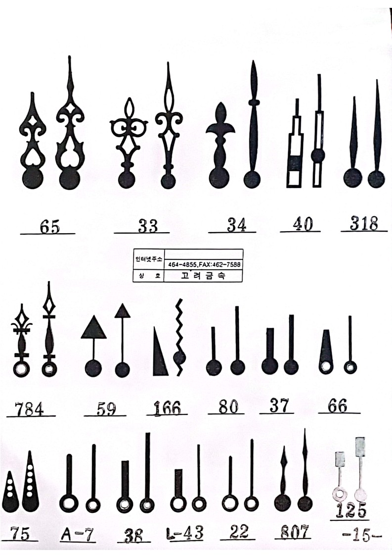 제품 65, 33, 34, 40, 318, 784, 59, 166, 80, 37, 66, 75, A-7, 38, L-43, 22, 807, 125
